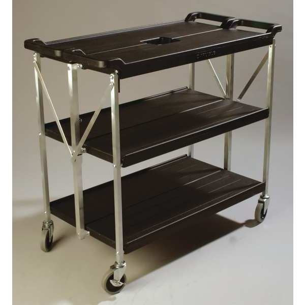 Polyethylene Fold N Go Cart 20 in x 31 in - Black, 3 Shelves, 350 lb