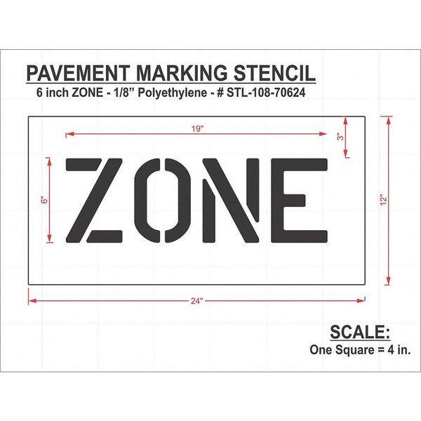 Pavement Stencil, Zone, STL-108-70624