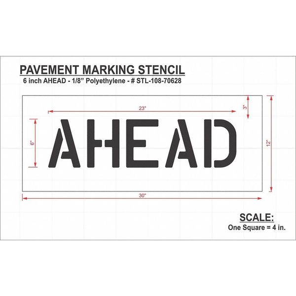 Pavement Stencil, Ahead, STL-108-70628