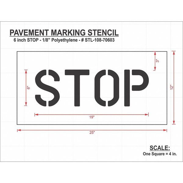 Pavement Stencil, Stop, STL-108-70603