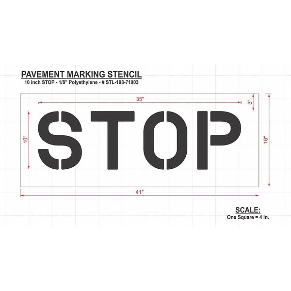 Pavement Stencil, Stop, STL-108-71003