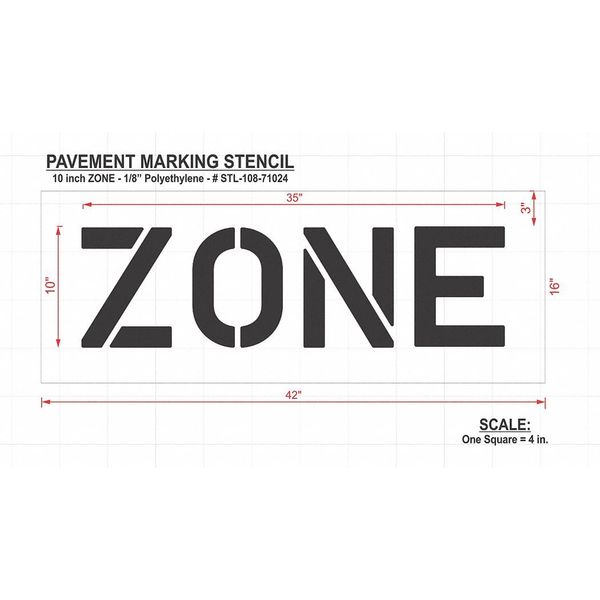 Pavement Stencil, Zone, STL-108-71024