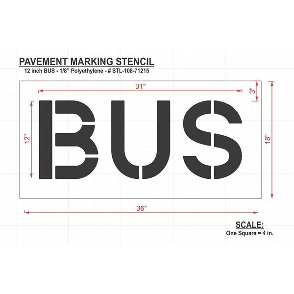 Pavement Stencil, Bus, STL-108-71215