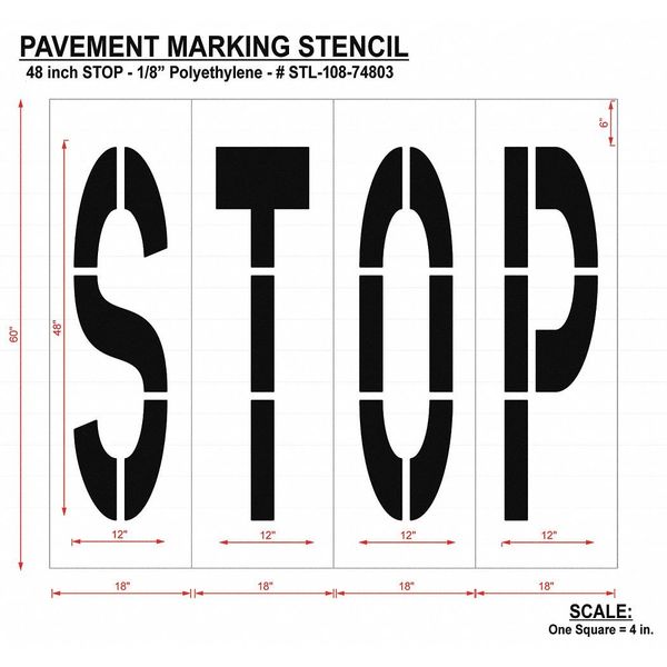 Pavement Stencil, Stop, STL-108-74803