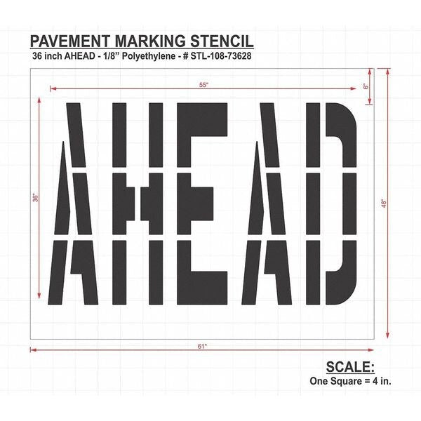 Pavement Stencil, Ahead, STL-108-73628