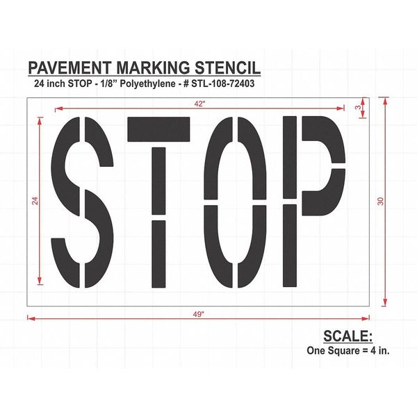 Pavement Stencil, Stop, STL-108-72403