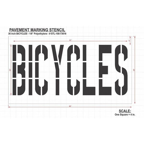 Pavement Stencil, Bicycles, STL-108-73618