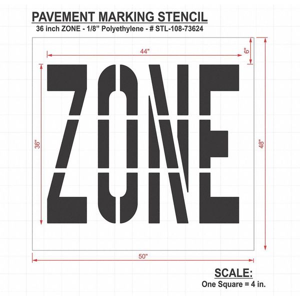 Pavement Stencil, Zone, STL-108-73624
