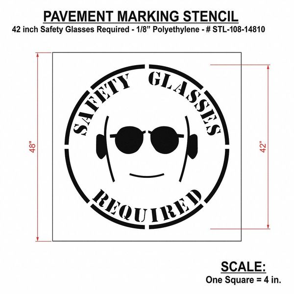 Pavement Stencil, Safety Glasses Required, STL-108-14810