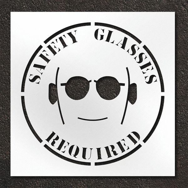 Pavement Stencil, Safety Glasses Required, STL-108-14810