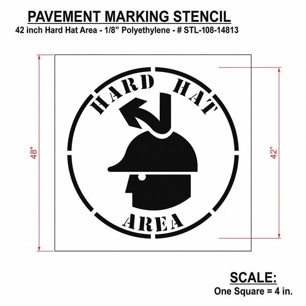Pavement Stencil, Hard Hat Area, STL-108-14813