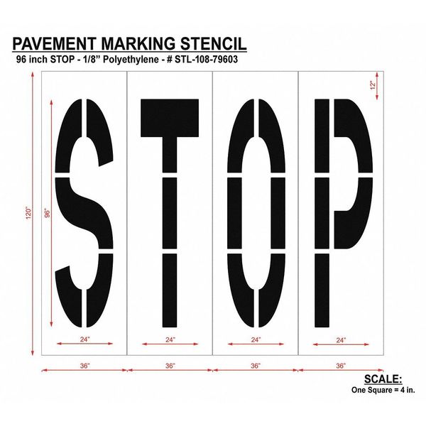 Pavement Stencil, Stop, STL-108-79603