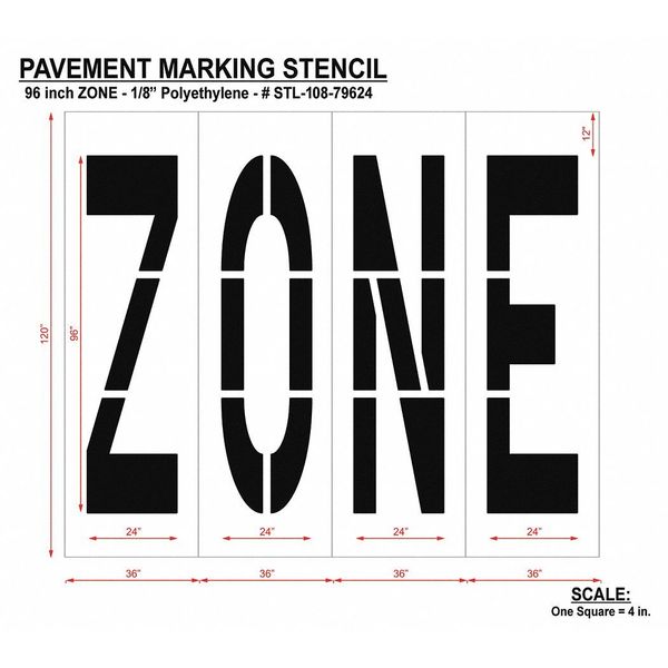 Pavement Stencil, Zone, STL-108-79624