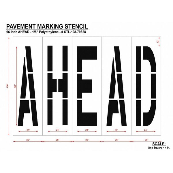 Pavement Stencil, Ahead, STL-108-79628