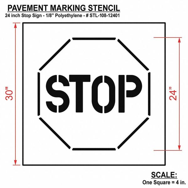 Pavement Stencil, Stop, STL-108-12401