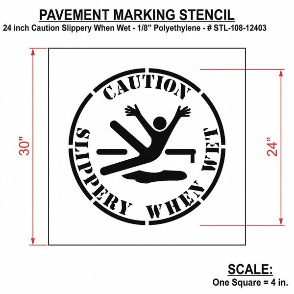 Stencil, Caution Slippery When Wet, STL-108-12403