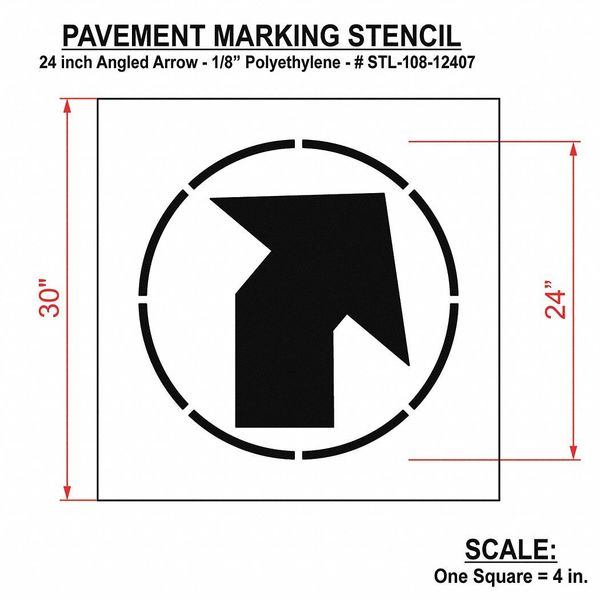 Pavement Stencil, Angled Arrow, STL-108-12407