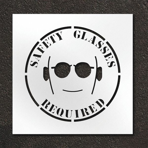 Pavement Stencil, Safety Glasses Required, STL-108-12410