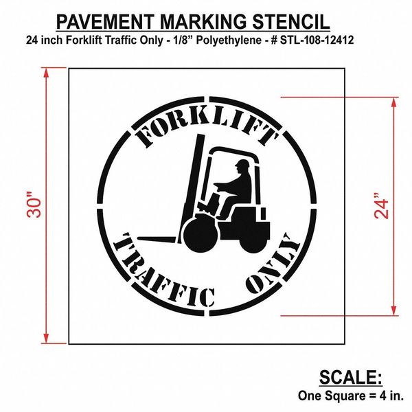 Pavement Stencil, Forklift Traffic Only, STL-108-12412