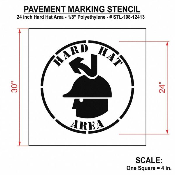Pavement Stencil, Hard Hat Area, STL-108-12413