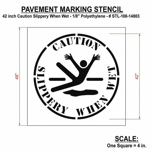 Stencil, Caution Slippery When Wet, STL-108-14803