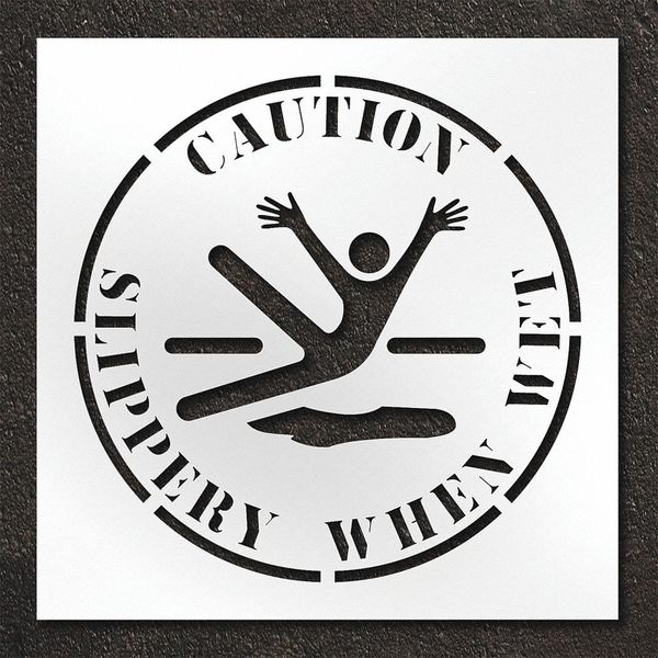 Stencil, Caution Slippery When Wet, STL-108-14803