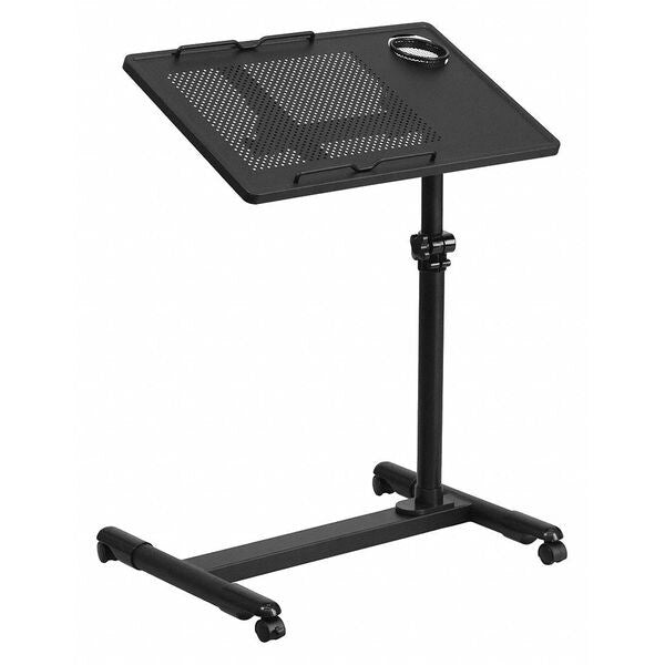 Adjustable Height Steel Mobile Computer Desk, 17 1/2 in D, 22 1/2 in W, Black