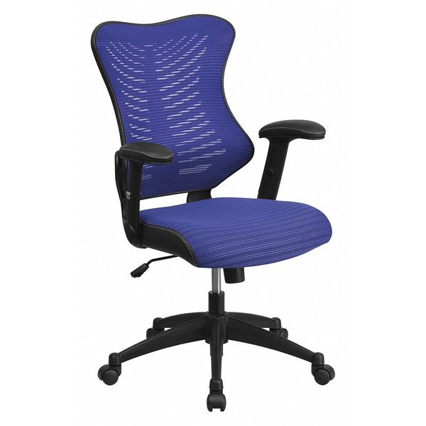Executive Chair, Mesh, 21 3/4- Height, Padded, Blue Mesh
