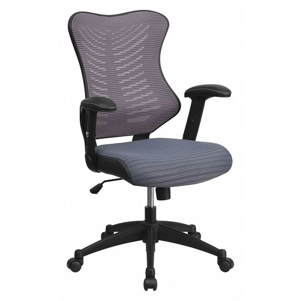 Executive Chair, Mesh, 21 3/4- Height, Padded, Gray Mesh
