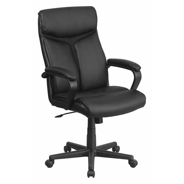 Leather Executive Chair, 22-, Padded, Back, Seat, Frame: Black