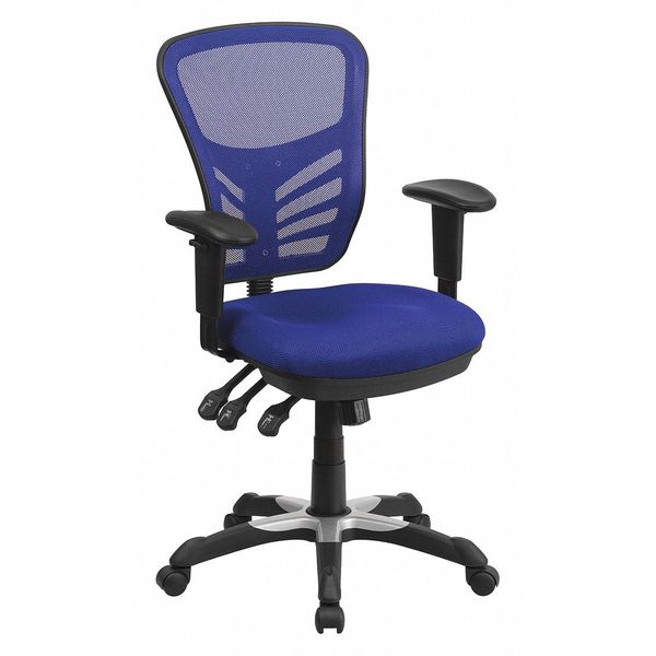Executive Chair, Mesh, 23- Height, Adjustable Padded, Blue