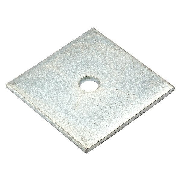 Square Washer, Fits Bolt Size 1/4 in Low Carbon Steel, Zinc Plated Finish