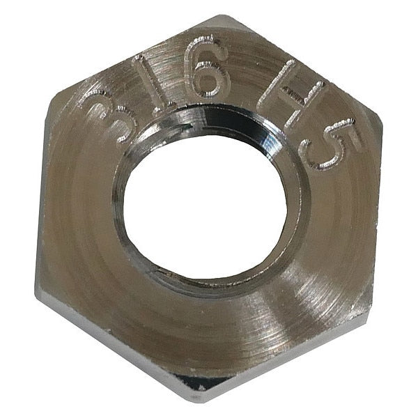 Hex Nut, #10-24, 316 Stainless Steel, Not Graded, Plain, 1/8 in Ht