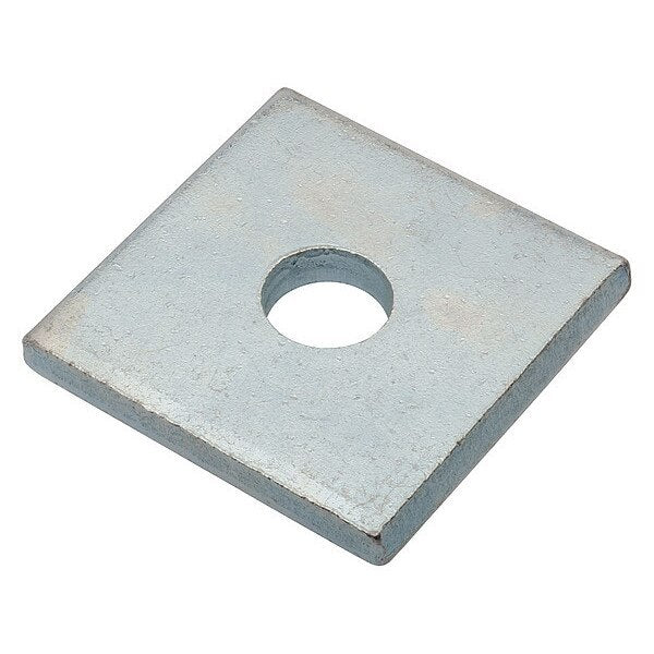 Square Washer, Fits Bolt Size 1/2 in Low Carbon Steel, Zinc Plated Finish