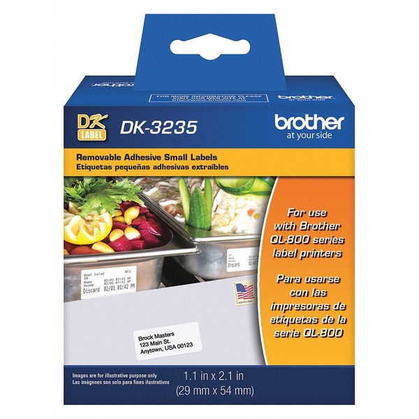 Label Tape Cartridge, White, Labels/Roll: 800