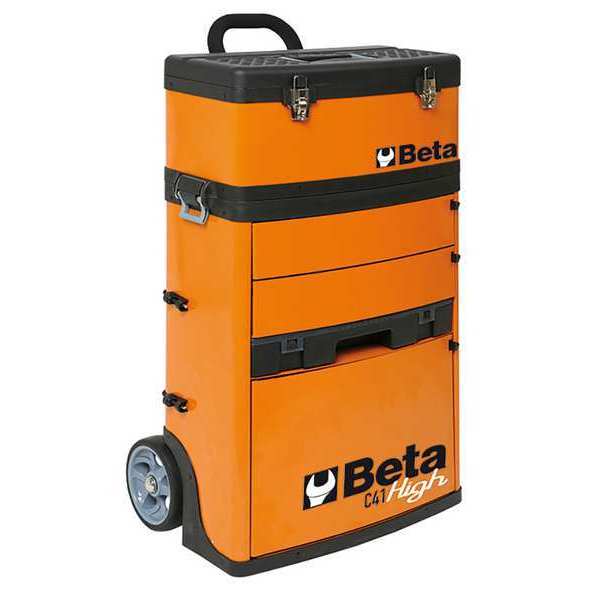 335 mm W Sheet Metal, Plastic, Orange Portable Tool Box, Powder Coated
