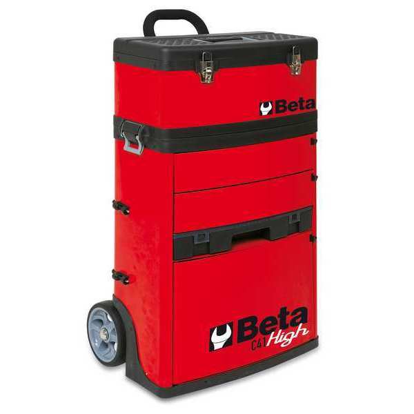 335 mm W Sheet Metal, Plastic, Red Portable Tool Box, Powder Coated