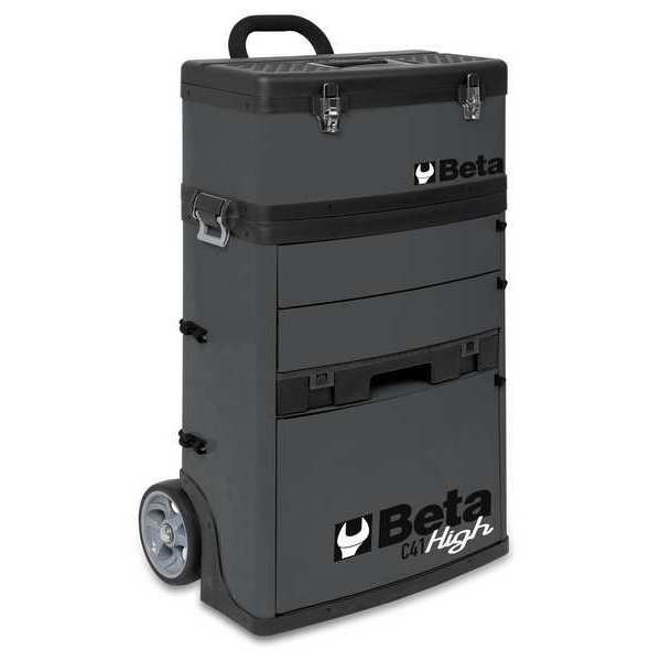 335 mm W Sheet Metal, Plastic, Gray Portable Tool Box, Powder Coated