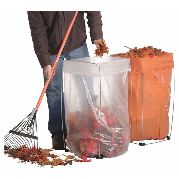 Bag Holder, For 39 gal and 44 gal Bag, 16 in L 14 in W 30 in H, Steel, Silver
