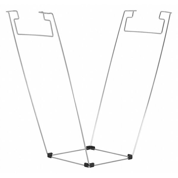 Bag Holder, For 55 gal Contractor Bags or 30 gal Kraft Yard Bags, 16 in L, Steel, Silver