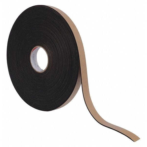 Foam Strip, Water-Resistant Closed Cell, 3/4 in W, 25 ft L, 3/8 in Thick, Black
