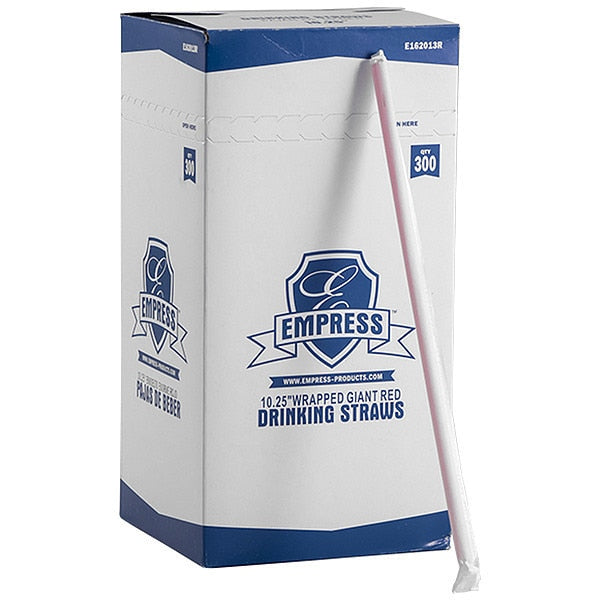 Red, Giant Straws, Paper Wrapped, 10.25