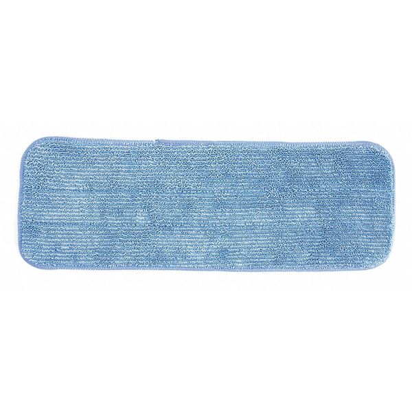 Flat Mop Pad, Hook-and-Loop Connection, Blue, Microfiber, PK12, 2504-SPH-MFP-16B