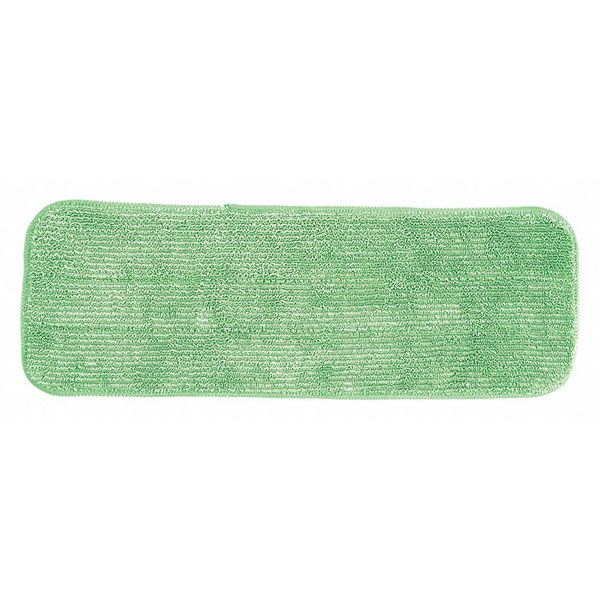 Flat Mop Pad, Hook-and-Loop Connection, Green, Microfiber, PK12, 2504-SPH-MFP-16G
