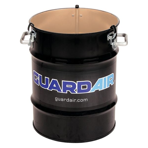 Open Head Vacuum Drum, Steel, 10 gal, Unlined, Black