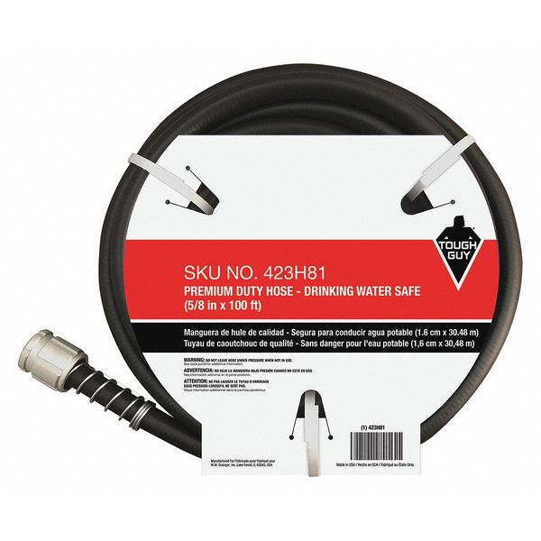 Water Hose, Cold, PVC, 100 ft., Black