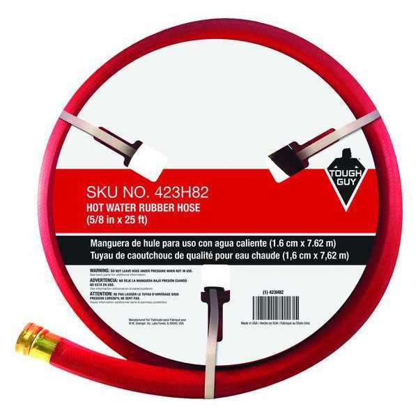 Water Hose, Hot/Cold, Rubber, 25 ft., Red