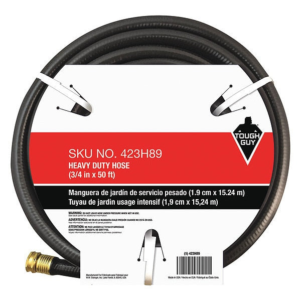 Water Hose, Cold, PVC, 50 ft., Black