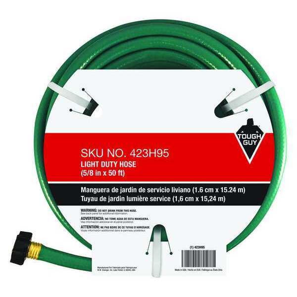 Water Hose, Cold, PVC, 50 ft., Green