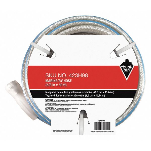 Water Hose, Cold, PVC, 50 ft., White